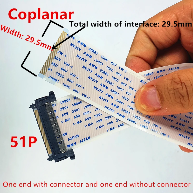 51Pin 4K HDTV LCD светодиодный ленточный кабель AWM 20706 20861 105C 60V VW-1 один конец с разъемом и