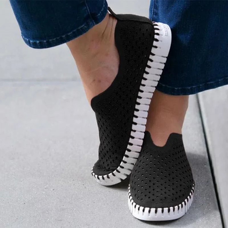 

Women Mesh Flat Shoes Ladies Slip On Sewing Solid Flats Shoe Femlae Fashion Casual Footwear Woman Breathable Summer 2020