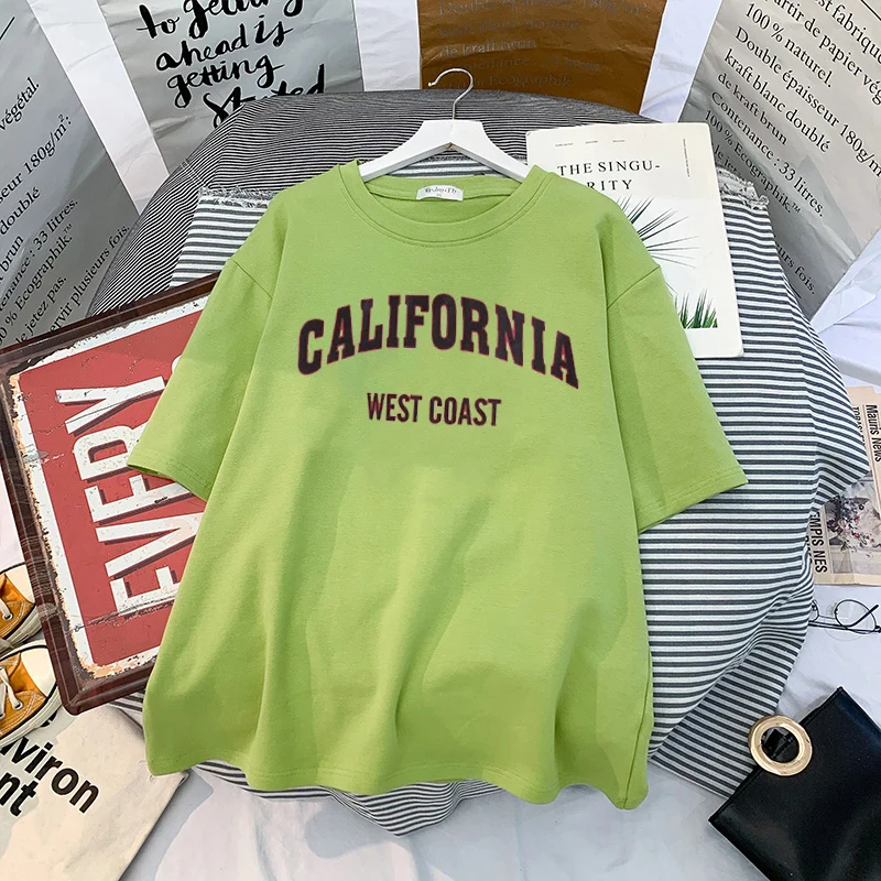 

Women Tee Shirt Femme T Shirt White Camisetas Mujer California West Coast Summer T Shirt Short Sleeve Funny Tshirt