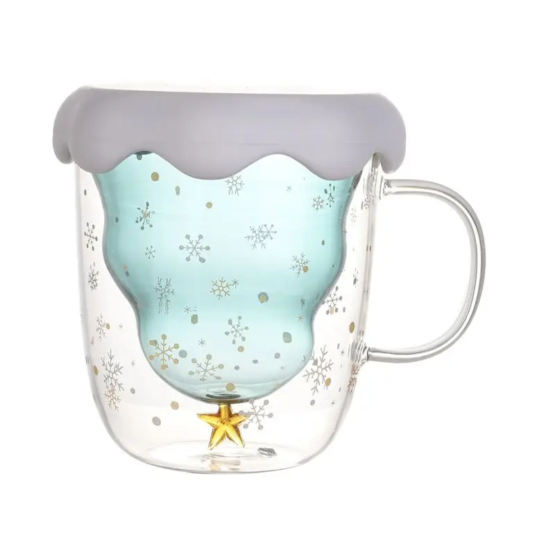 Кружка чашка на рождественскую елку изоляционная двухслойная стеклянная