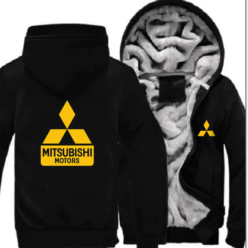Новый бренд автомобиля Mitsubishi желтый логотип зимняя куртка с капюшоном на молнии