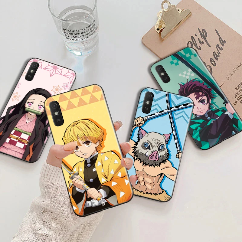 

Hot Japan Anime Demon Slayer Phone Case For Xiaomi Redmi Note 8 2021 8T 8 Pro 9 9i 9AT 9A Kimetsu No Yaiba Soft Cover Fundas