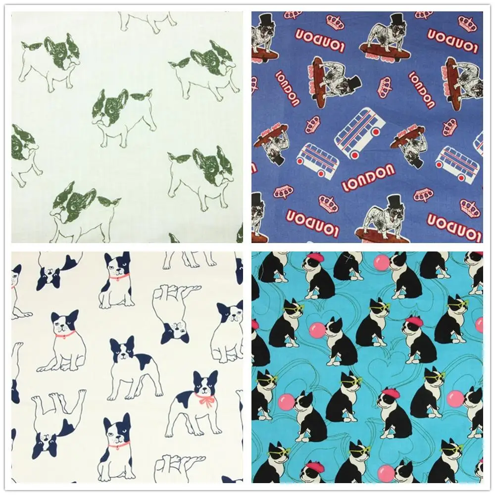 Мультяшный Французский бульдог шитье хлопчатобумажная Поплиновая ткань сделай