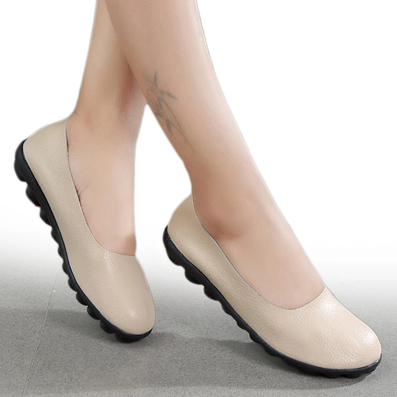 

Women Flats Shallow Women Shoes For Nurse Ballerina Chaussures Femme Casual Women Loafers Genuine Leather Ballet Flat Shoes