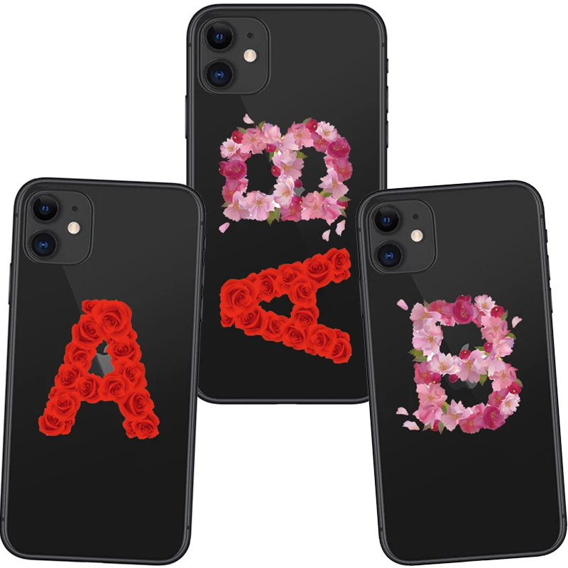 

Personalised Name Custom Initials Soft Cover Silicone Case For iPhone 11 12 13 Pro X XR XS MAX 6 6s 7 8 5 SE 2020 Plus