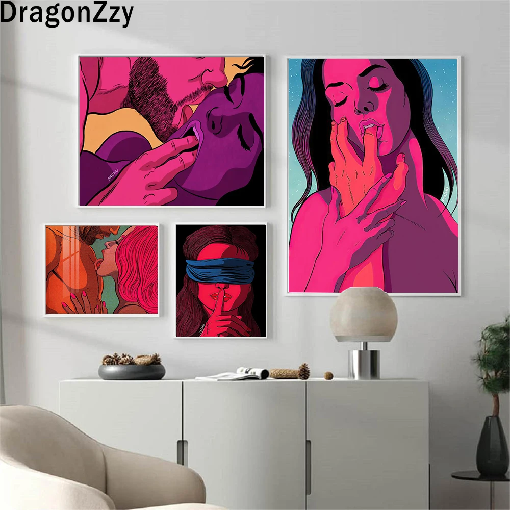 Сексуальная обнаженная женщина мужчины холст картина абстрактная любовь