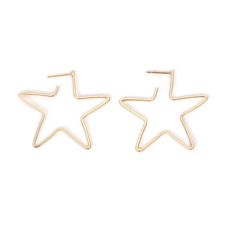 

Minimalist Copper Earrings Metal Hollow Five-pointed Star Earrings Simple and Exaggerated Star Earrings