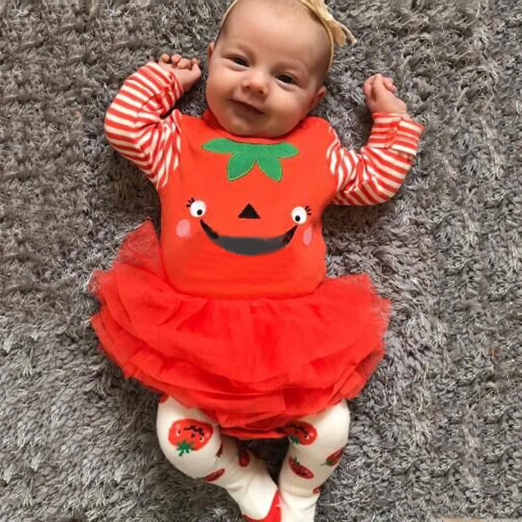 Детский комбинезон для новорожденных с длинным рукавом и принтом тыквы|Ромперы| |