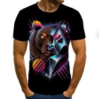 Новое поступление 2021, летняя модная повседневная футболка для мужчин, женщин, детей, интересная футболка с 3D-принтом медведя, крутые топы для мальчиков и девочек, футболка