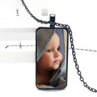 Ожерелье ручной работы, индивидуальная новинка, стеклянная подвеска с изображением мамы, отца, матери, брата и сестры, 2020