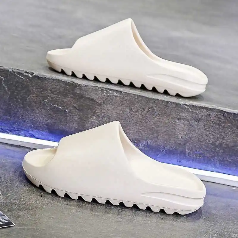 

Men And Women Couple Thicken Summer Slippers Female Solid Color Home Indoor Shoes Serrated Edge Breathable Flip Flops