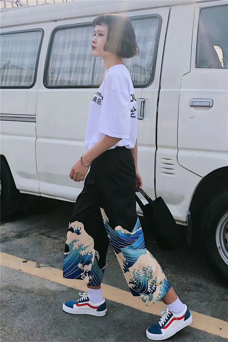 Брюки женские/мужские прямые в стиле Харадзюку винтажные свободные штаны до