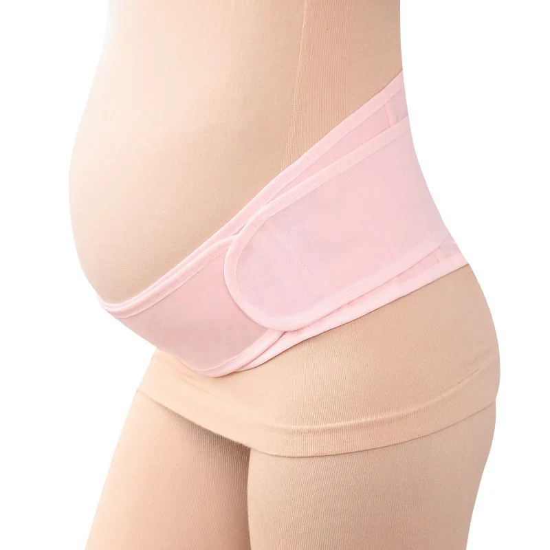 Cintur&oacute;n de apoyo para la cintura de las mujeres embarazadas, cintur&oacute;n Abdominal Delgado, transpirable, de doble prop&oacute;sito, de algod&oacute;n, c&oacute;modo y ajustable, color rosa y negro-0