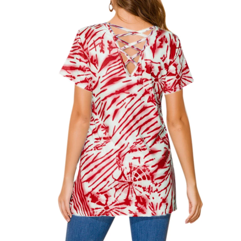 VICABO Женская летняя футболка размера плюс с модным принтом Топ v образным вырезом