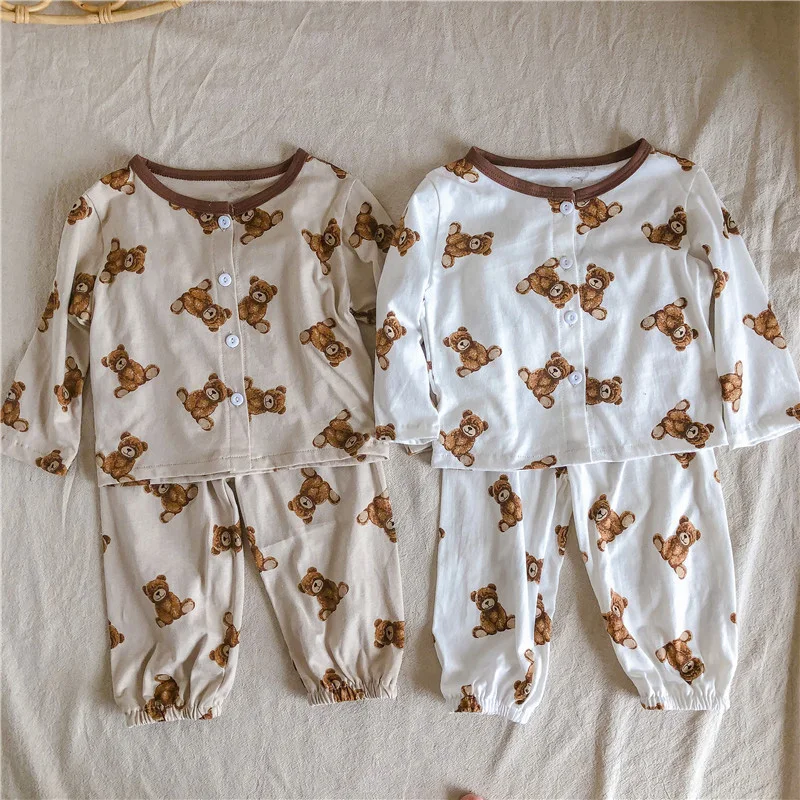 

Baby Clothing 12M-4T Autumn And Winter Baby Children's Pajamas Spring Cotton Long-Sleeved Baby Clothes Home Service Suit