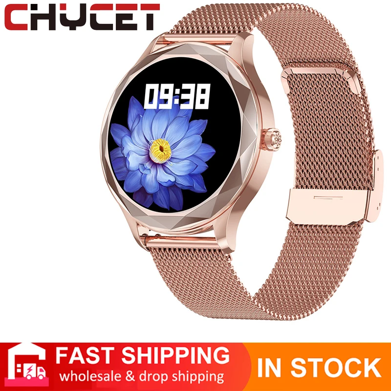 

CHYCET 2021 Fashion Smartwatch Women Smart Watch Sleep Blood Pressure Motion Tracking Heart Rate Monitor for Android IOS Huawei