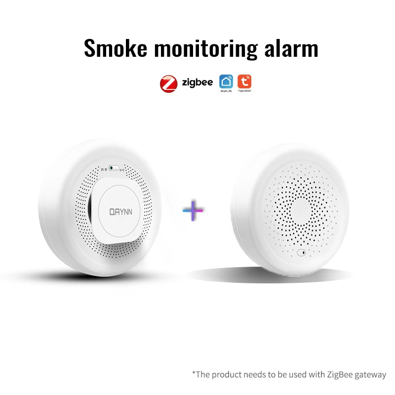 Tuya Zigbee Смарт дымовой пожарный извещатель домашний звук и светильник