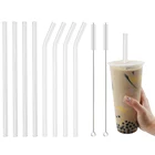 Набор трубочек из боросиликатного стекла, экологически чистые многоразовые питьевые соломинки для смузи, коктейлей, бара, аксессуары, соломинки с щеткой