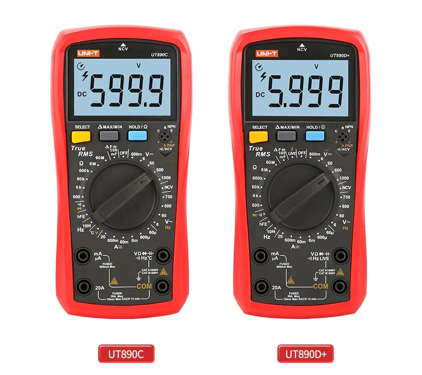 Digital Multimeter True RMS Manual Range AC DC Frequency Capacitance Temperature Tester Backlight |