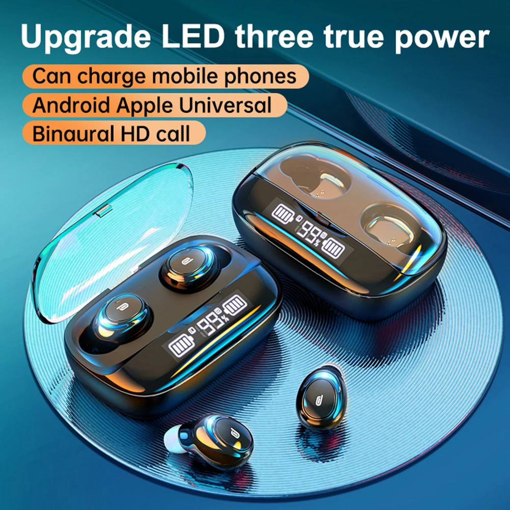 

TWS Bluetooth-наушники 5,0, музыкальные спортивные стереонаушники-вкладыши с цифровым дисплеем, беспроводные наушники с микрофоном