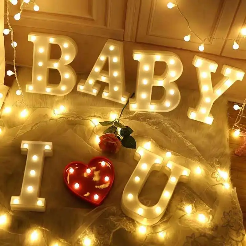 Decorative Letters Alphabet Letter LED Lights Luminous Number Lamp Night Light Wedding Proposal Party Baby Bedroom Decoration | Дом и сад