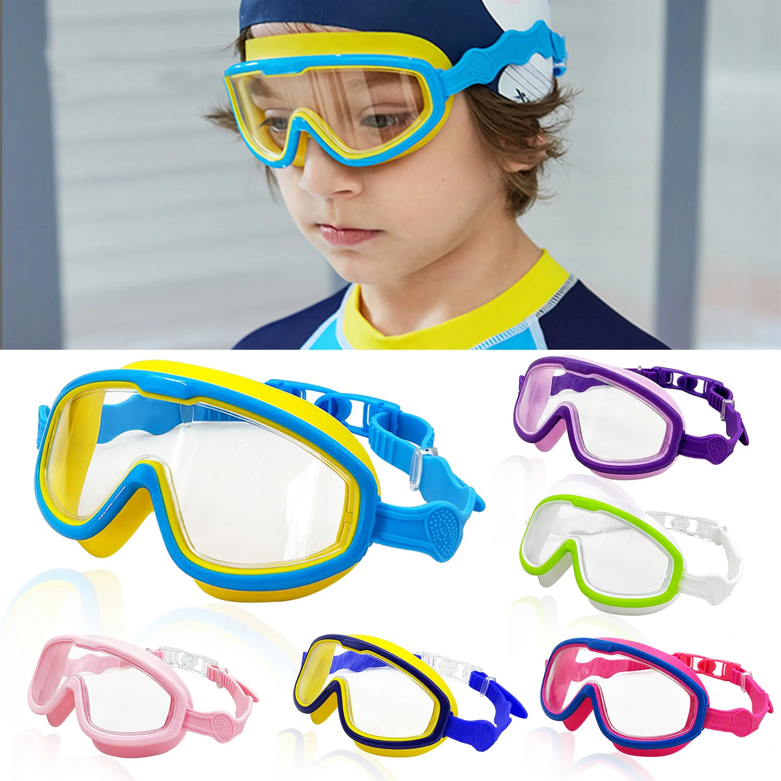 Big Frame Kids Swim Goggles Anti Fog Wide View Swimming Gear for Boys Girls Children glasses for swimming pool