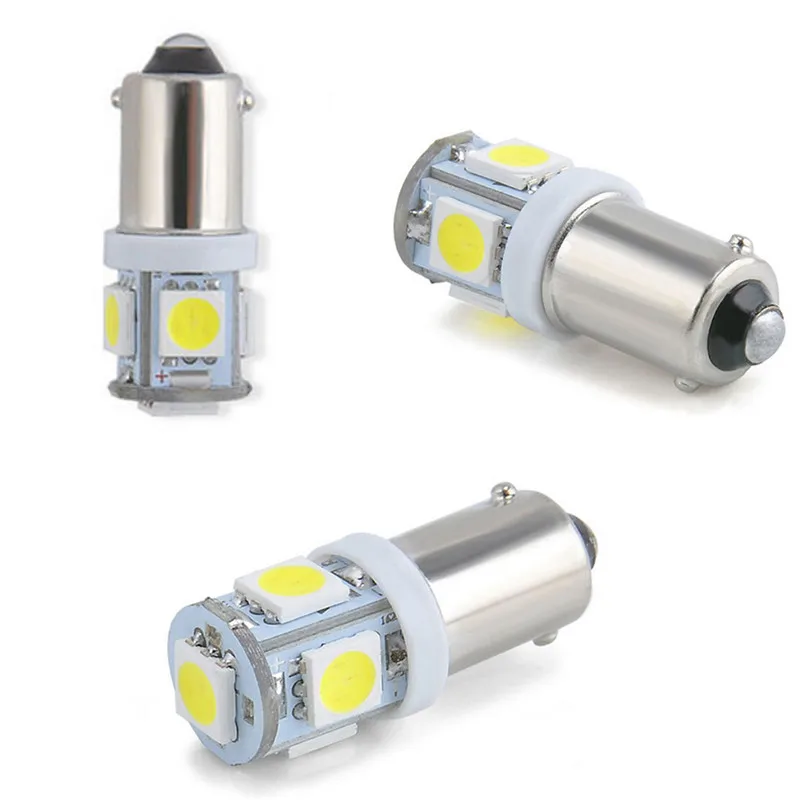 

New 2Pcs T11 BA9S White 5050 SMD 5 LED Low Consumption Canbus Ultra Long Life Universal Car Light Bulb T4W H6W 363 12V#272934