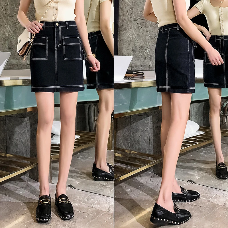 

Women Summer Denim Jeans Bodycon Mini Skirts High Waist Sexy Club Pencil Skirt