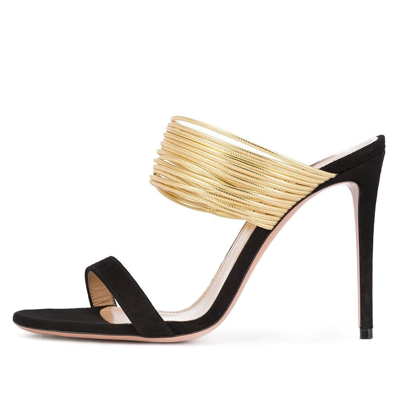 2020 Summer Women's Slippers Suede High Heels Sexy Shoes Color Matching Thin Heels Sandals For Women Sheepskin Modern Slippers