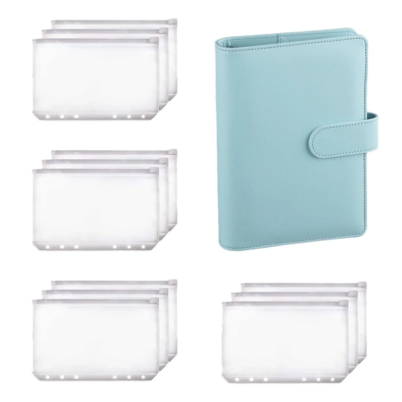 

A6 Binder Planner Notebook Binder and 12 Pieces 6 Hole Binder Zipper Folder,Binder Pockets Cash Envelope Wallet