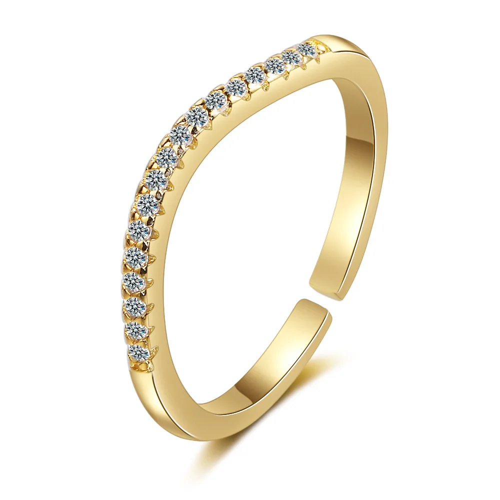 

925 Sterling Silver Rings Adjustable Crystal Geometric Finger Ring For Women Wedding Jewelry Bijoux Femme JZ379
