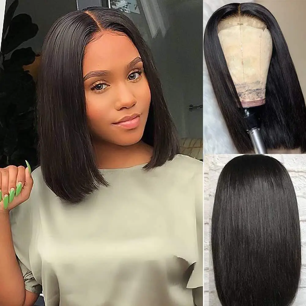 

Human Hair Wig 4*4 Lace Closure Wigs Short Bob Wig For Black Women Remy Baby Hair Peruvian Lace Human Hair Closure Wigs
