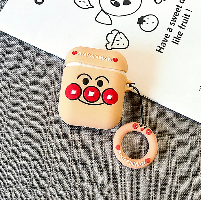 3D мультфильм Anpanman лягушка розовый силиконовый чехол для наушников для apple airpods защитные наушники Bluetooth крышка палец кольцо ремень