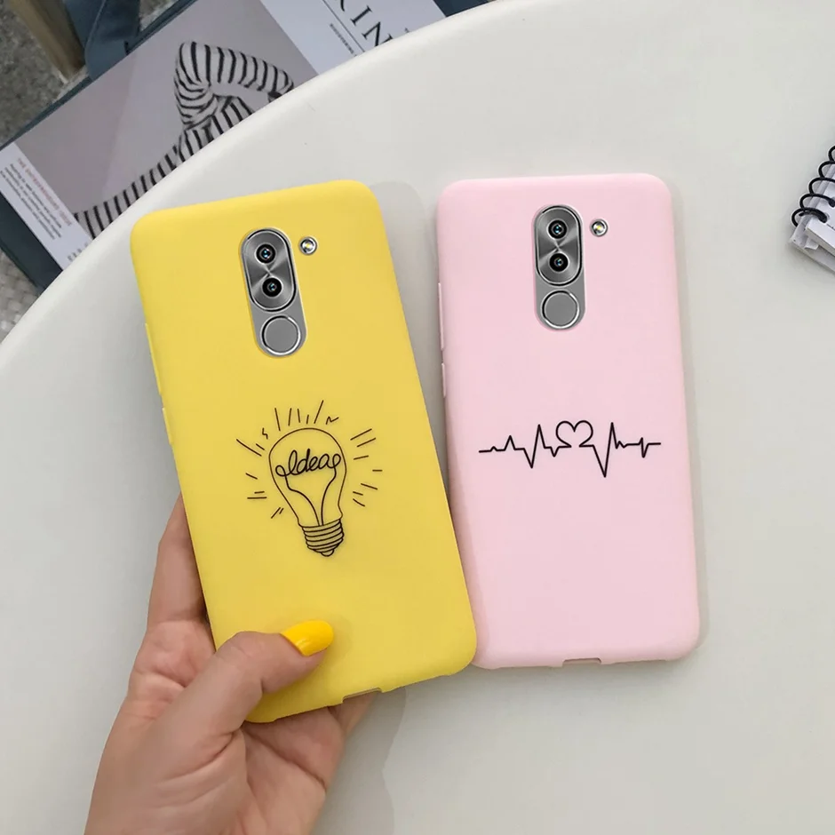 Яркий Силиконовый чехол для Huawei GR5 2017 задняя крышка с милым рисунком сердца Mate 9 Lite