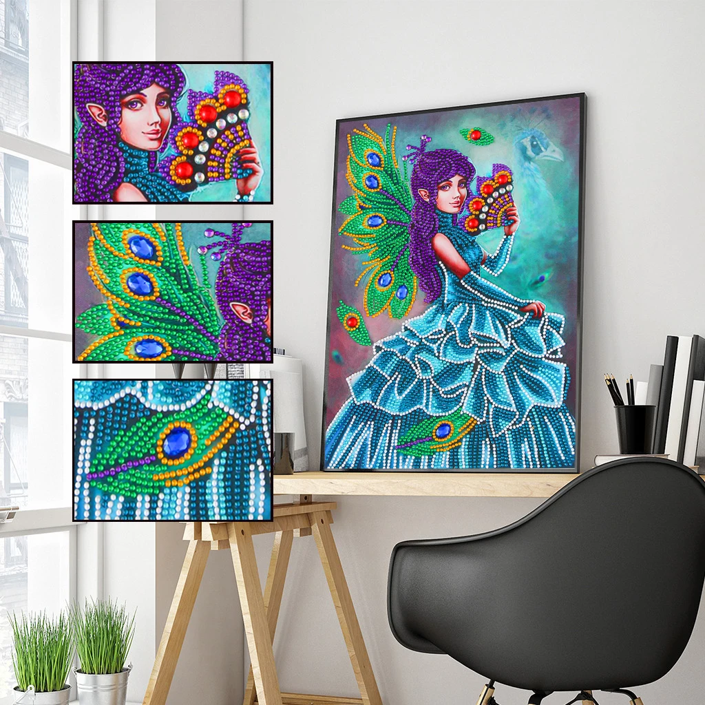 

Алмазная 5D Вышивка «сделай сам», мозаика, вышивка крестиком, Кристальные яркие бусины особой формы, бабочки, эльфы, красивый декоративный по...