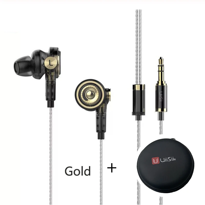 Наушники UiiSii BA-T9 In-Ear HI-RES 2BA+ 1DD 6-Drive Hybrid technology стереонаушники Hi-Fi для телефонов iOS и Android xiaomi - Цвет: T9 Gold And box