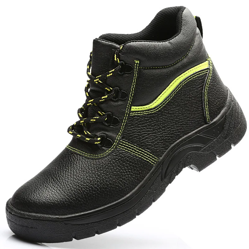 

men's casual big size steel toe caps work safety boots construction site worker soft leather tooling shoes ankle security botas