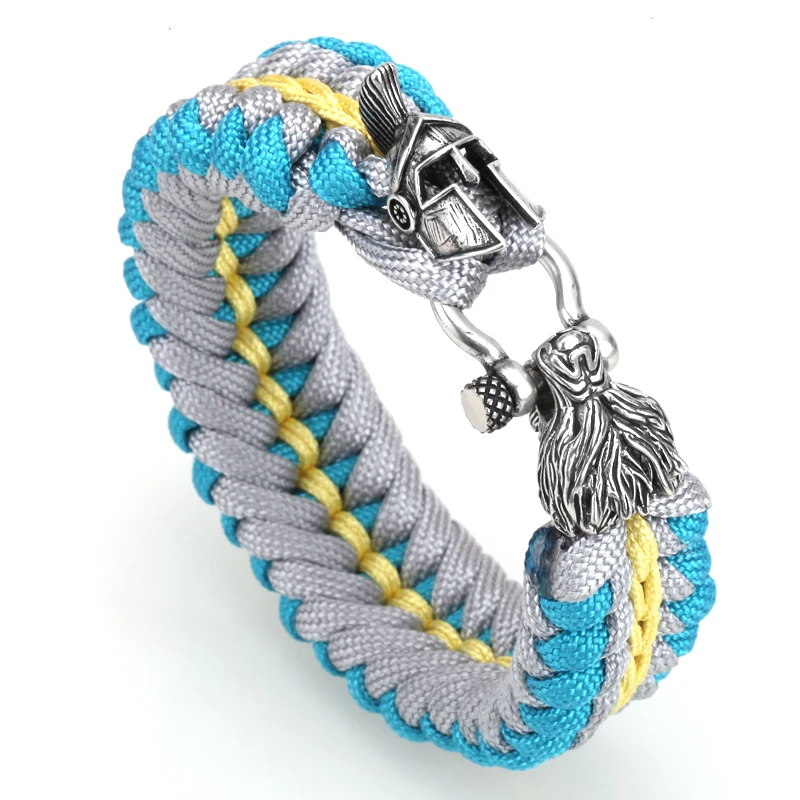 Мужской Плетеный веревочный браслет в стиле панк Паракорд с черепом Спарта для