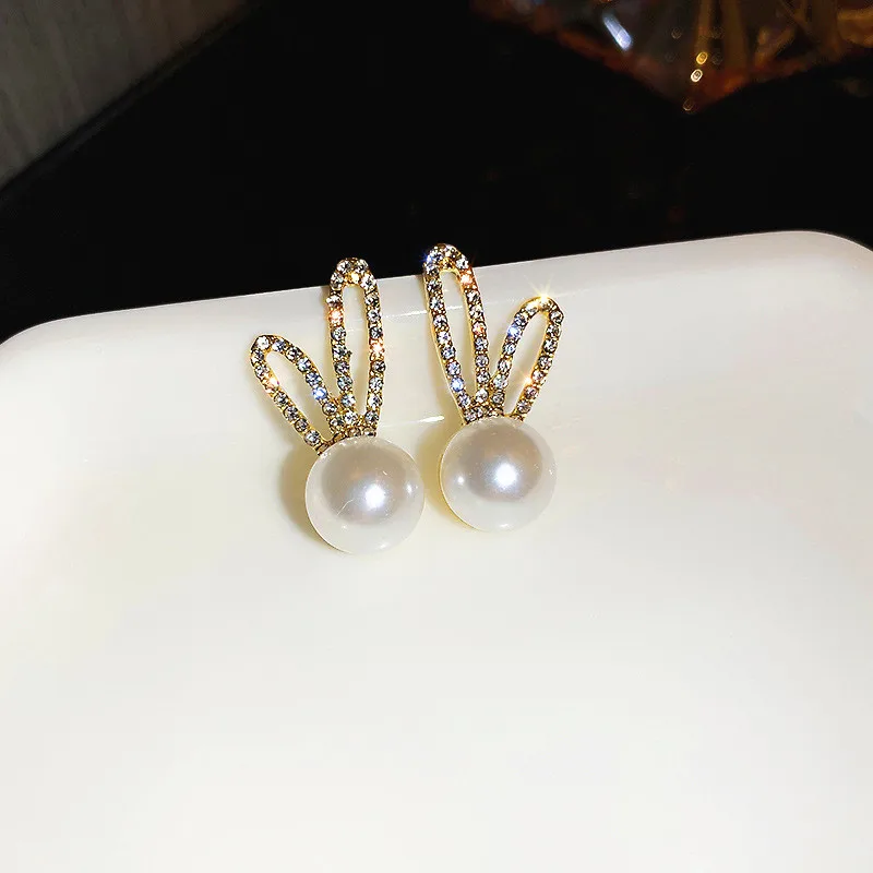 

S925 Silver Needle Rabbit Ears Cute New Stud Earrings Advanced Sense 2021 Sweet Little Girlfriend Earrings Jewelry Female