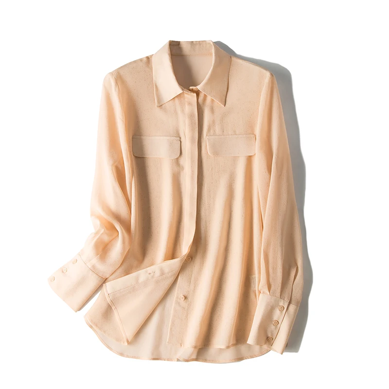 Женская блузка из натурального шелка свободная рубашка 100% тутового шелкопряда с