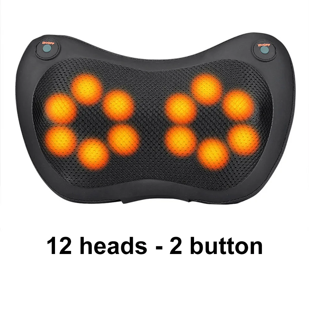 black 2button 12head 12/8/6/4 глав массажная подушка сзади массажер для шеи шиацу боли автомобиля домой талии тело Электрический массажер - Цвет: black 2button 12head