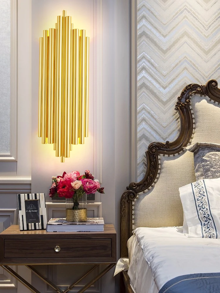 

European-style post-modern led wall lamp bedroom living room corridor Nordic light luxury crystal bedside lamp personality