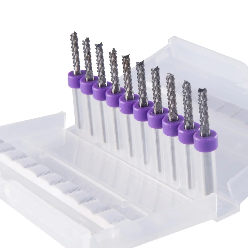 10PCS PCB Milling Cutter Engraving Tools Fish Tail Corn Tungsten Carbide Mini End Mill 0.6/0.7/0.8/3.175mm | Инструменты