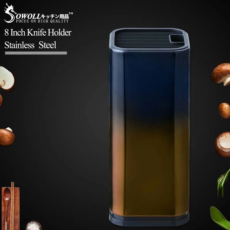 Knifef Holder Style3 Sowoll 8 дюймов подставка для ножей большой черный стальной Держатель ножей большая емкость кухонный инструмент из нержавеющей стали держатель ножей для продажи - Цвет: Knifef Holder Style3