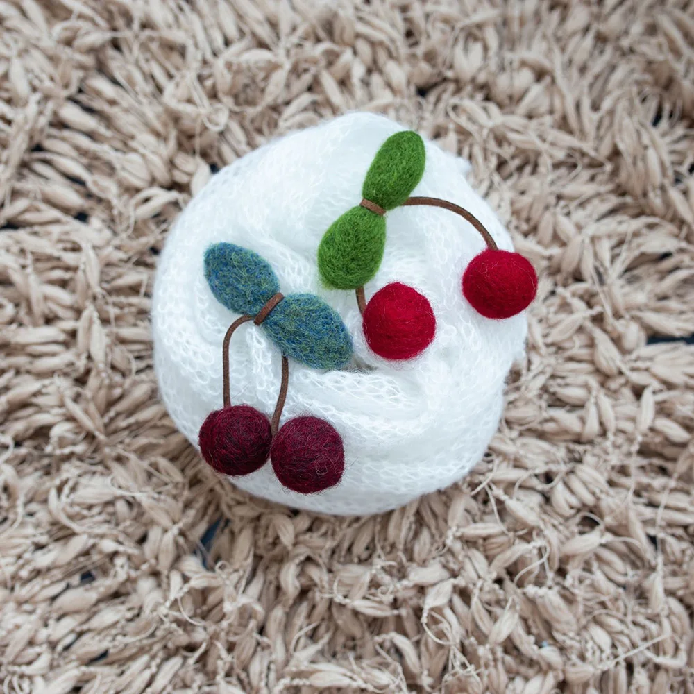 Don&ampJudy NEW 2PCS Cute Cherry Newborn Photo Props Handmade Wool Felt Cherries Baby Prop Studio Shooting Accessories | Детская одежда