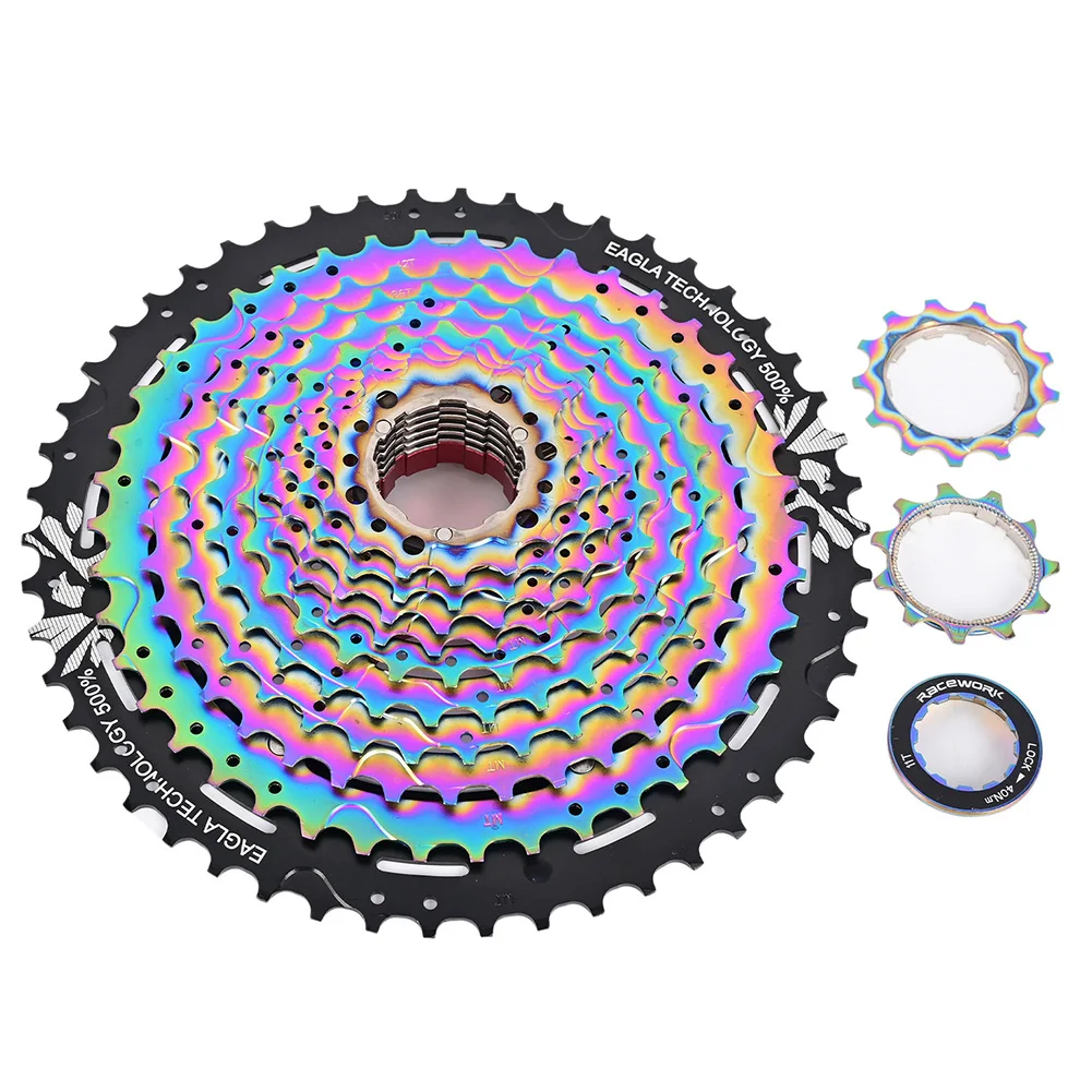 

RACEWORK 11/12 Speed 11-50T Bicycle Flywheel Bicycle MTB Cassette Gear Sprocket Rainbow DIY Freewheel Replacement