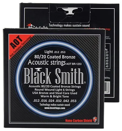 

Black Smith Strings Nano-Carbon Shield AOT Coated 80/20 Bronze Acoustic Guitar Strings Made in Korea