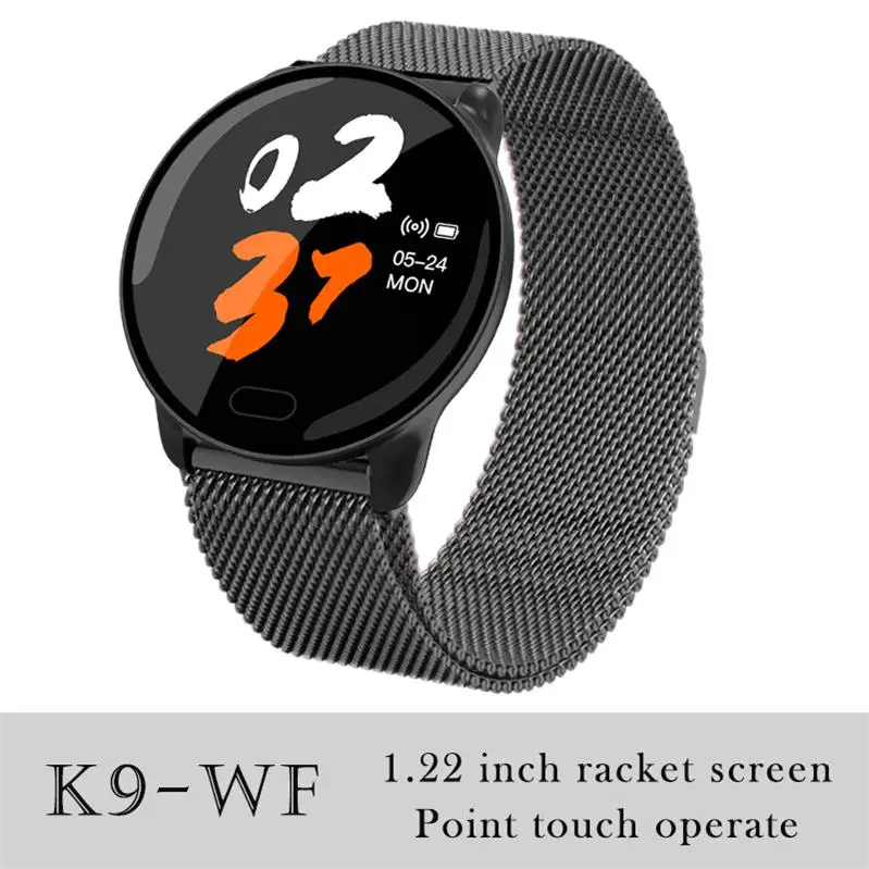 K9 Black steel 696 K9-WF, полный педометр с сенсорным управлением, Смарт-часы, фитнес-трекер, монитор сердечного ритма, кровяное давление, Смарт-часы, смарт-браслет - Цвет: K9 Black steel