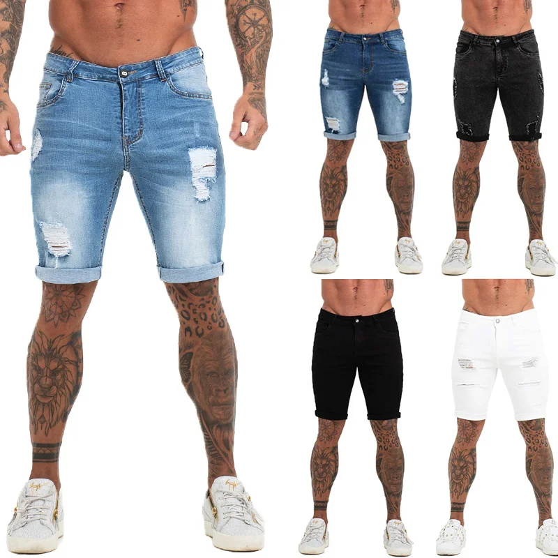 

Men's jeans, summer high waist torn jeans, informal, large,