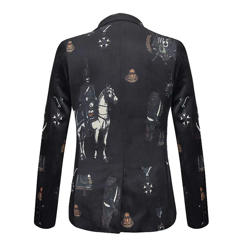 

Luxury Mens Blazers Royal Vintage High Grade Golden Velvet Printed Perform Stage Dance Party Suit Jacket Tops 36815